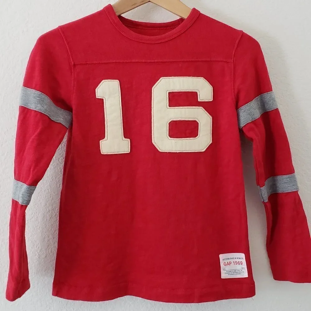 Gap Kids Long Sleeve Red Top with Felt Number 16 - Size M